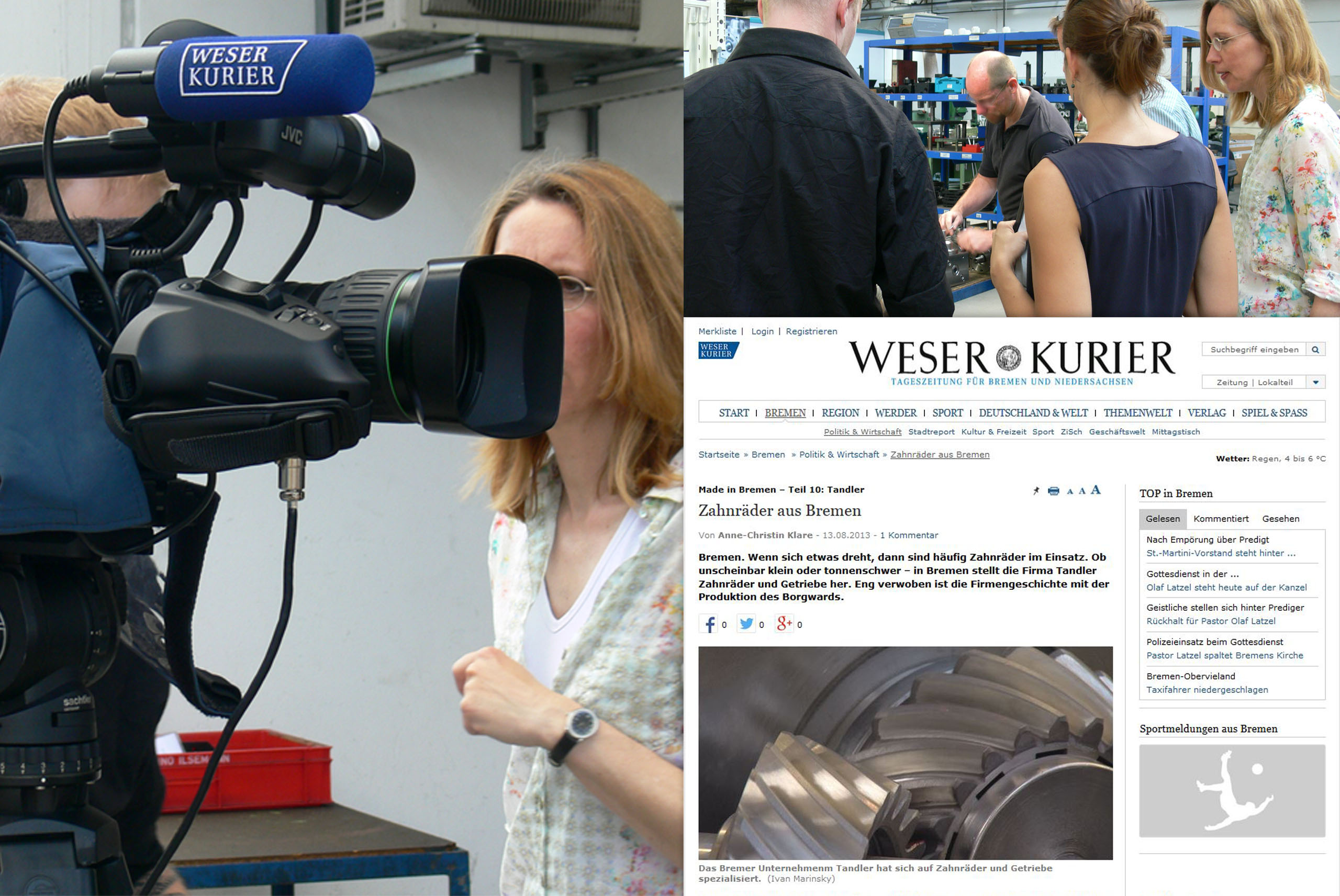 Artikel und Video für Weser Kurier Online